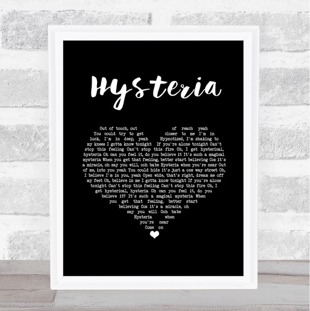 Def Leppard Hysteria Black Heart Song Lyric Wall Art Print