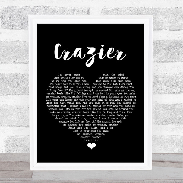 Taylor Swift Crazier Black Heart Song Lyric Wall Art Print