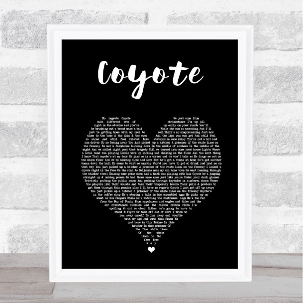 Joni Mitchell Coyote Black Heart Song Lyric Wall Art Print