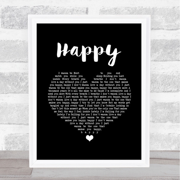 Secrets in Stereo Happy Black Heart Song Lyric Wall Art Print