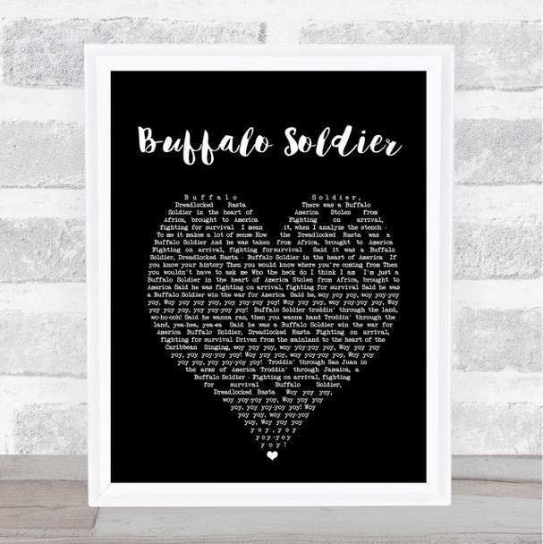 Buffalo Soldier Bob Marley Black Heart Quote Song Lyric Print