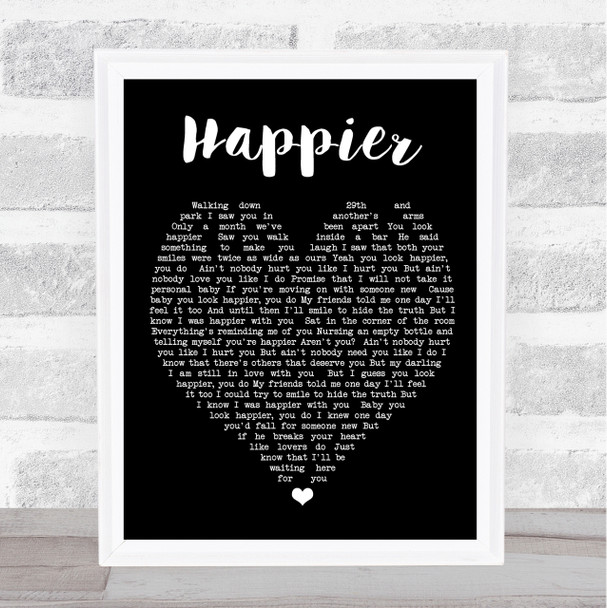 Happier Ed Sheeran Black Heart Quote Song Lyric Print