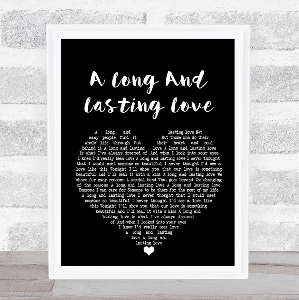 Crystal Gayle A Long And Lasting Love Black Heart Song Lyric Quote Print