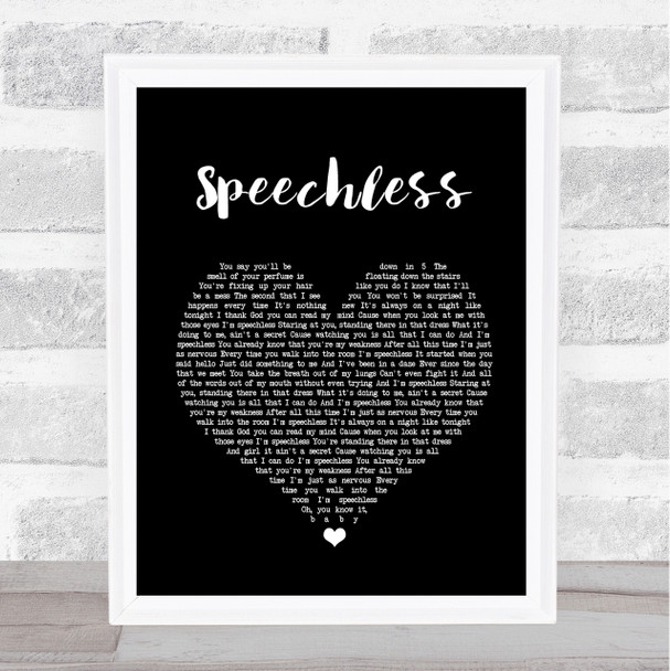 Dan + Shay Speechless Black Heart Song Lyric Quote Print