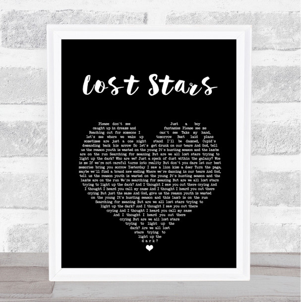 Adam Levine Lost Stars Black Heart Song Lyric Quote Print