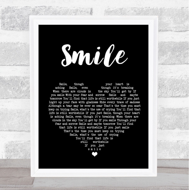 Michael Jackson Smile Black Heart Song Lyric Quote Print