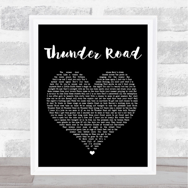Bruce Springsteen Thunder Road Black Heart Song Lyric Quote Print