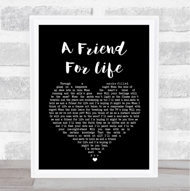 Steve Harley & Cockney Rebel A Friend For Life Black Heart Song Lyric Print