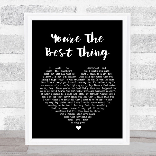 The Style Council You're The Best Thing Black Heart Song Lyric Quote Print