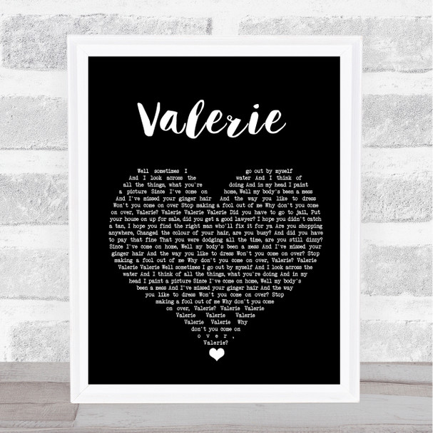 Amy Winehouse Valerie Black Heart Song Lyric Print