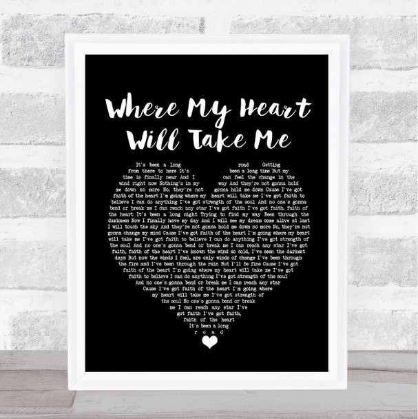 Russell Watson Where My Heart Will Take Me Black Heart Song Lyric Print