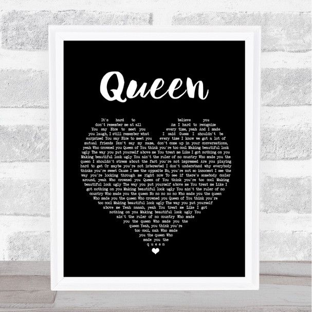 Shawn Mendes Queen Black Heart Song Lyric Print