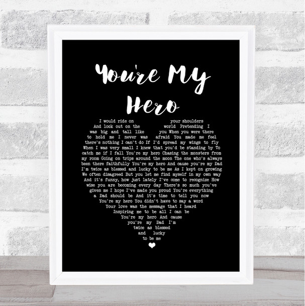 Teresa James You're My Hero Black Heart Song Lyric Print