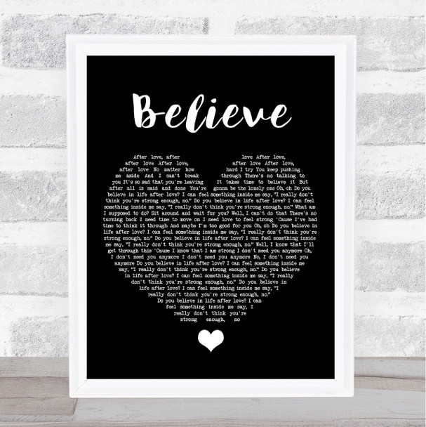 Cher Believe Black Heart Song Lyric Print