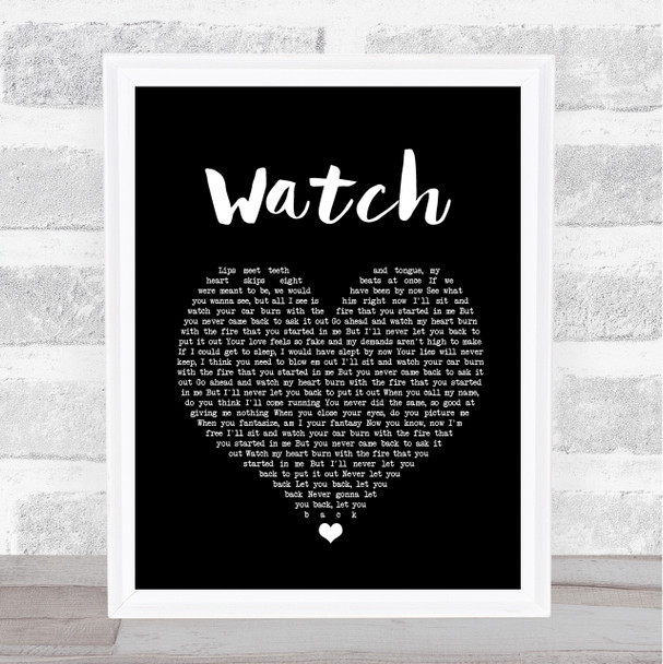 Billie Eilish Watch Black Heart Song Lyric Print