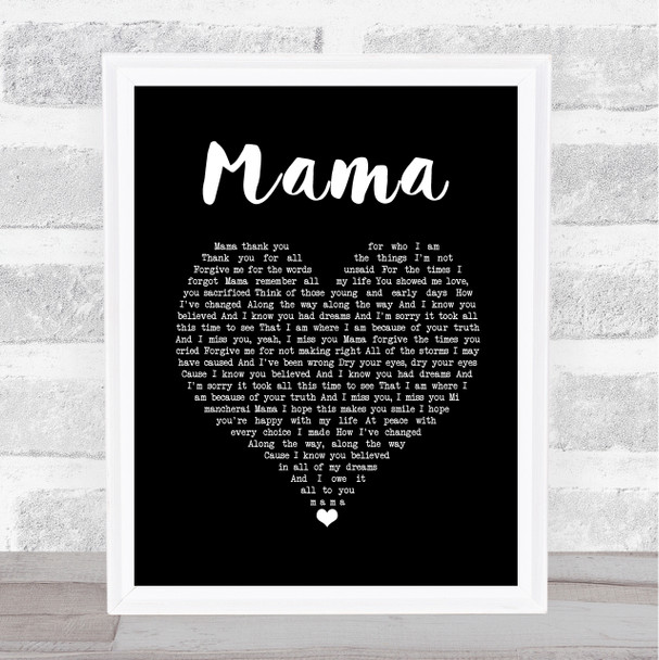 Il Divo Mama Black Heart Song Lyric Print