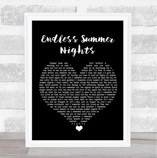 Richard Marx Endless Summer Nights Black Heart Song Lyric Print