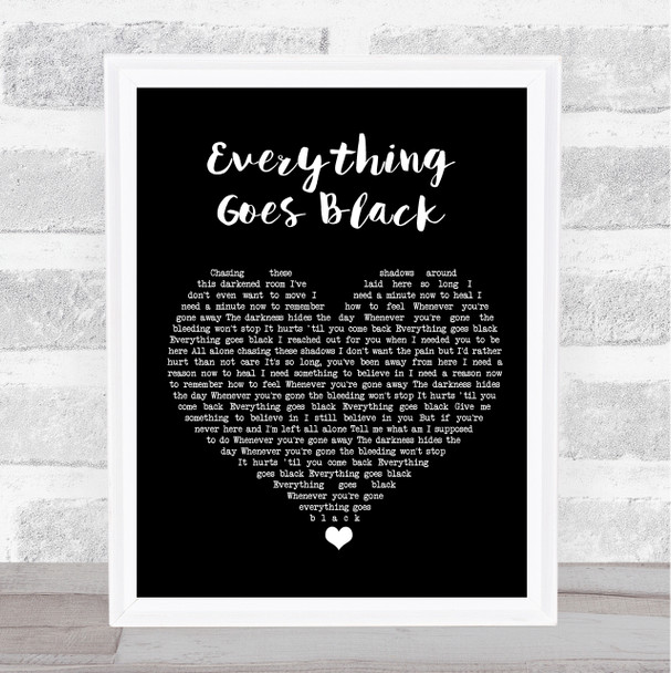 Skillet Everything Goes Black Black Heart Song Lyric Print