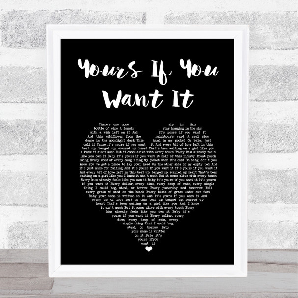 Rascal Flatts Yours If You Want It Black Heart Song Lyric Print