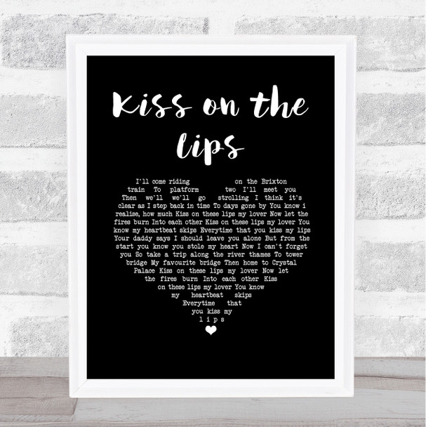 The Dualers Kiss on the Lips Black Heart Song Lyric Print