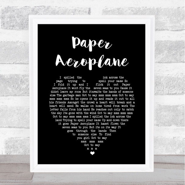 Angus & Julia Stone Paper Aeroplane Black Heart Song Lyric Print