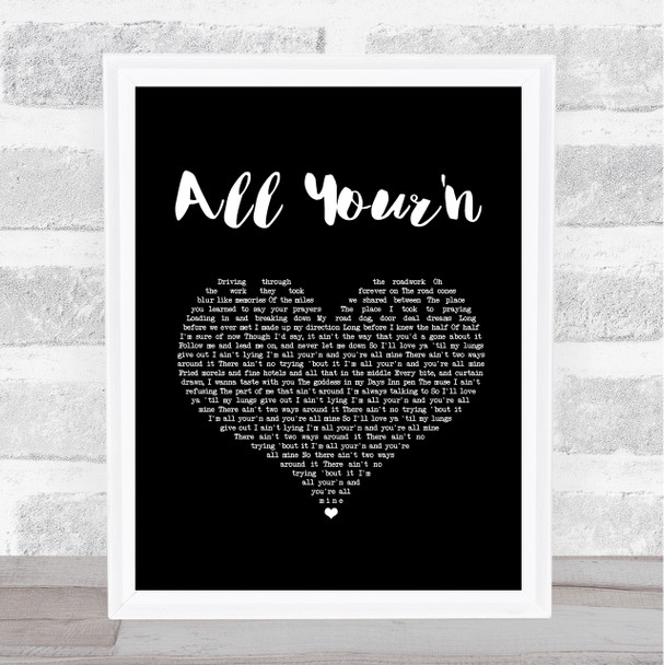 Tyler Childers All Your'n Black Heart Song Lyric Print