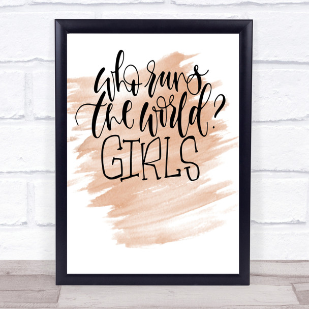 Girls Rule The World Quote Print Watercolour Wall Art