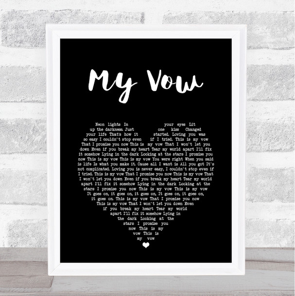 Scouting For Girls My Vow Black Heart Song Lyric Print