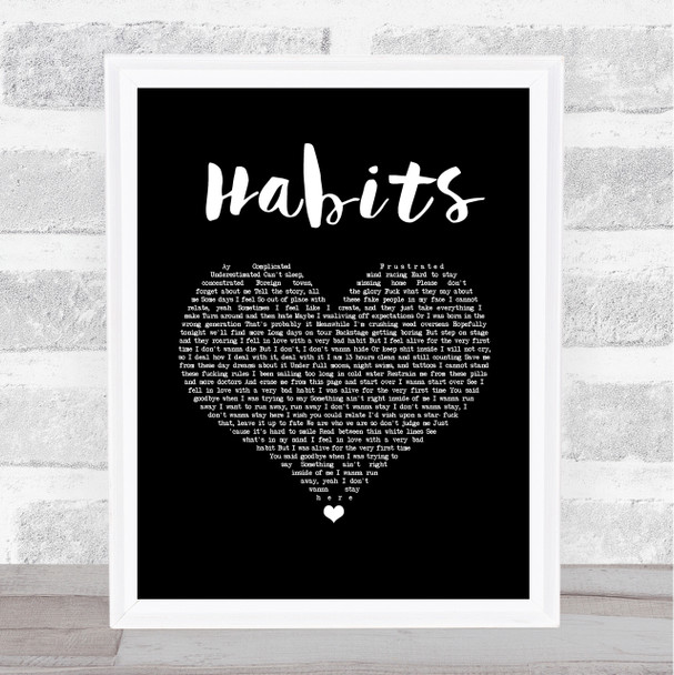 Machine Gun Kelly Habits Black Heart Song Lyric Print