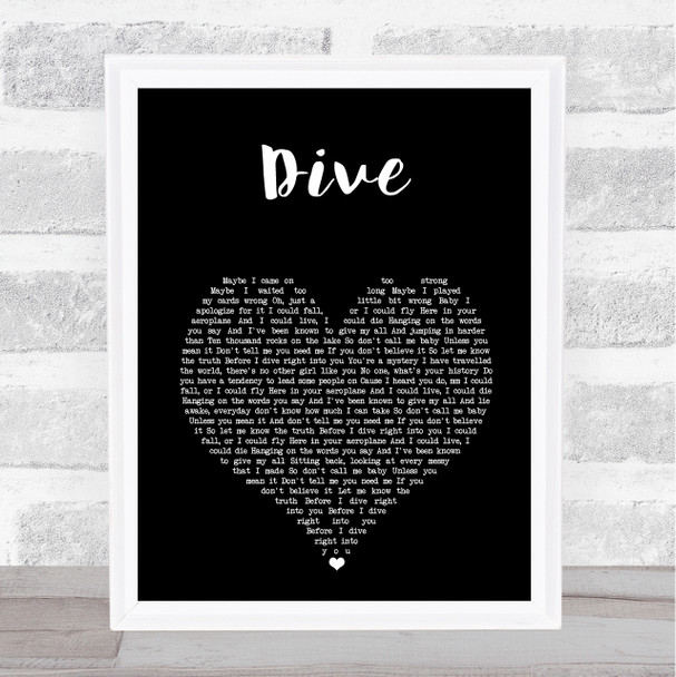 Ed Sheeran Dive Black Heart Song Lyric Print