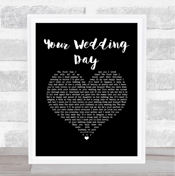 Jimmy Buckley Your Wedding Day Black Heart Song Lyric Music Art Print