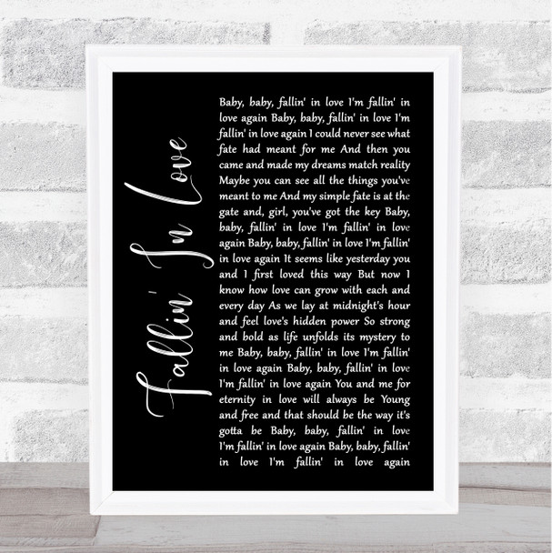 Hamilton, Joe Frank & Reynolds Fallin' In Love Black Script Song Lyric Quote Music Print