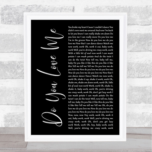 The Contours Do You Love Me Black Script Song Lyric Quote Music Print