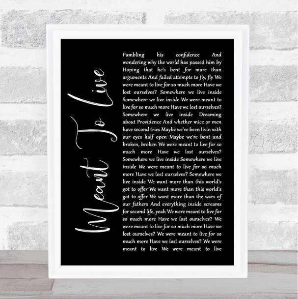 Switchfoot Meant To Live Black Script Song Lyric Quote Music Print