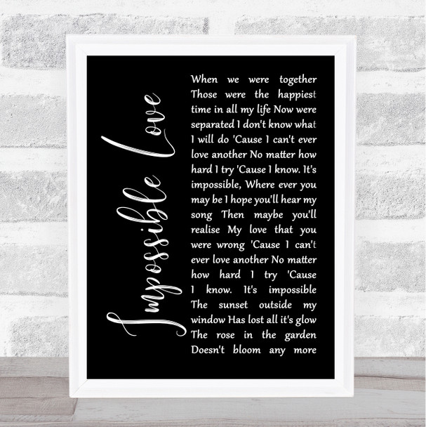 UB40 Impossible Love Black Script Song Lyric Wall Art Print