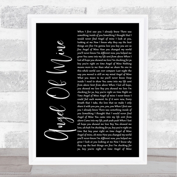 Monica Angel Of Mine Black Script Song Lyric Wall Art Print