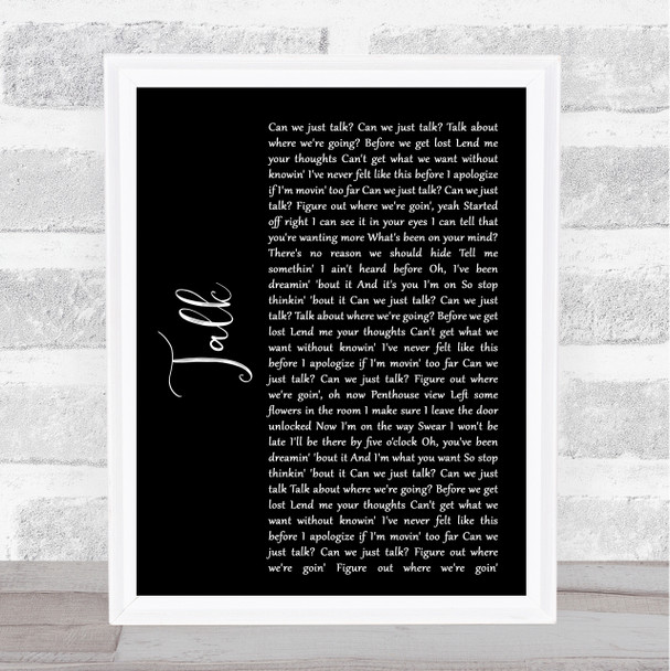 Khalid Talk Black Script Song Lyric Wall Art Print