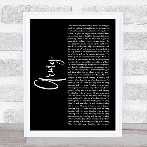 Ellie Goulding Army Black Script Song Lyric Wall Art Print