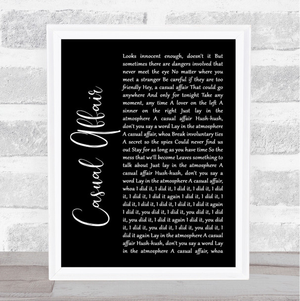Panic! At The Disco Casual Affair Black Script Song Lyric Quote Print