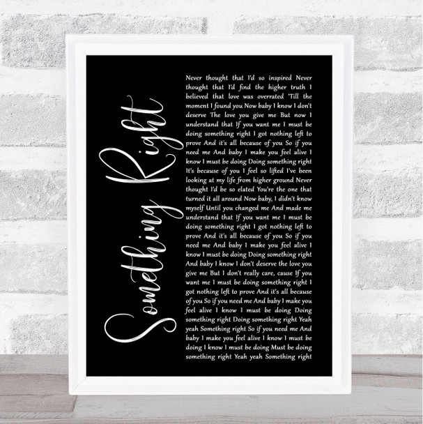 Westlife Something Right Black Script Song Lyric Print