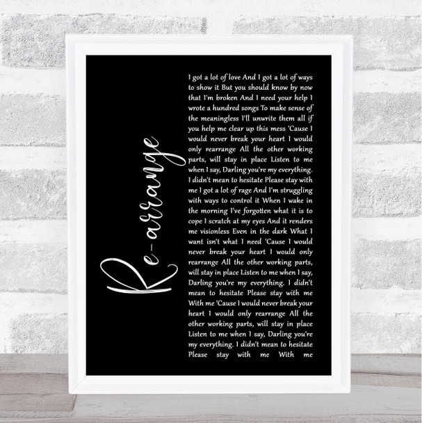 Biffy Clyro Re-arrange Black Script Song Lyric Print