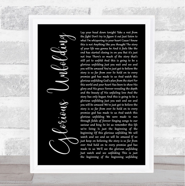 Steven Curtis Chapman Glorious Unfolding Black Script Song Lyric Print