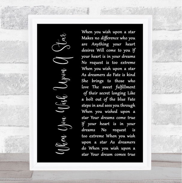 Jesse McCartney When You Wish Upon A Star Black Script Song Lyric Print