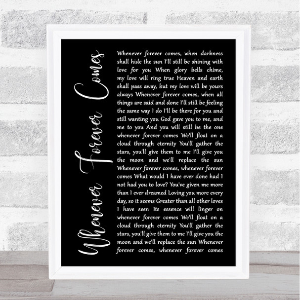 Dolly Parton feat. Collin Raye Whenever Forever Comes Black Script Song Lyric Print