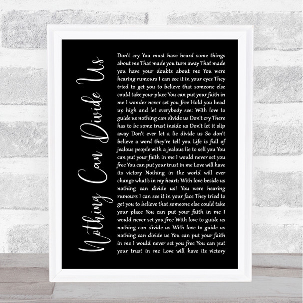 Jason Donovan Nothing Can Divide Us Black Script Song Lyric Print