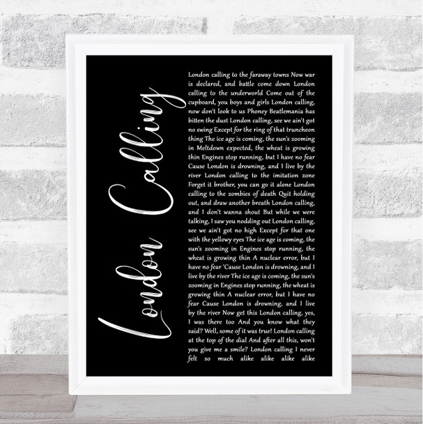 The Clash London Calling Black Script Song Lyric Music Art Print