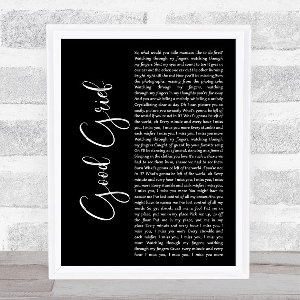 Bastille Good Grief Black Script Song Lyric Music Art Print