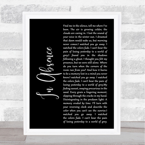 Silent Planet In Absence Black Script Song Lyric Music Art Print