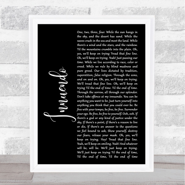 Queen Innuendo Black Script Song Lyric Music Art Print