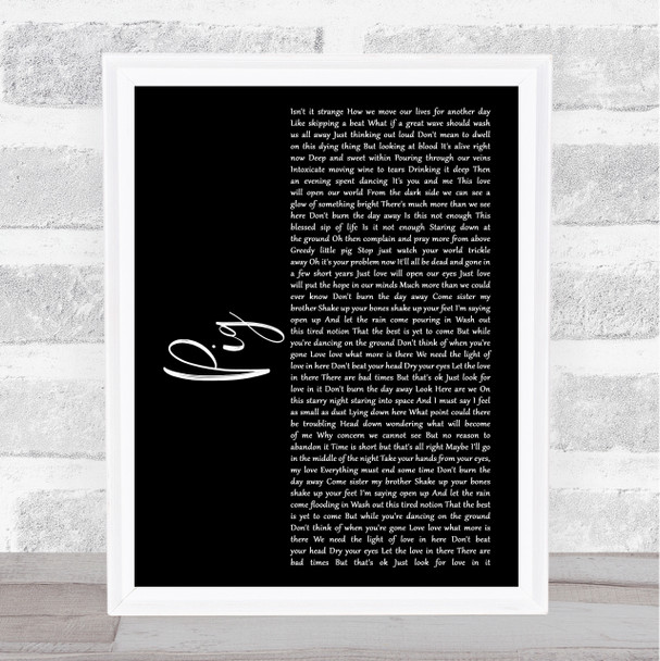 Dave Matthews Band Pig Black Script Song Lyric Music Art Print